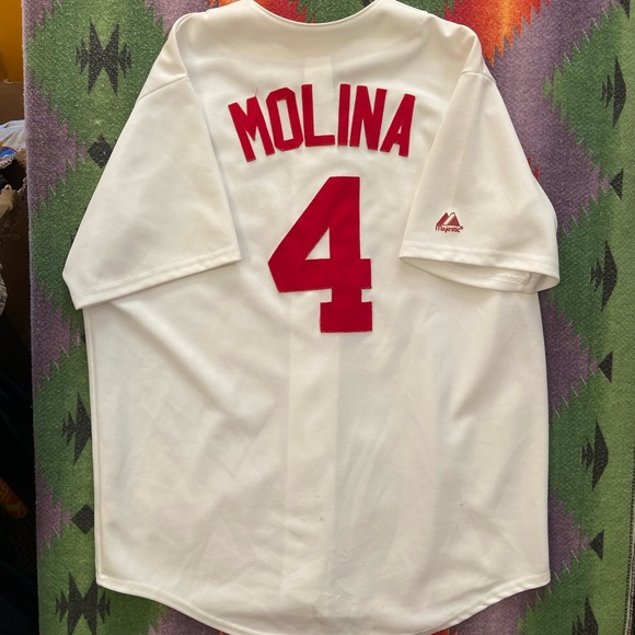 VINTAGE CARDINALS YADIER MOLINA JERSEY SIZE LARGE GOOD CONDITION WHITE - Picture 5 of 5